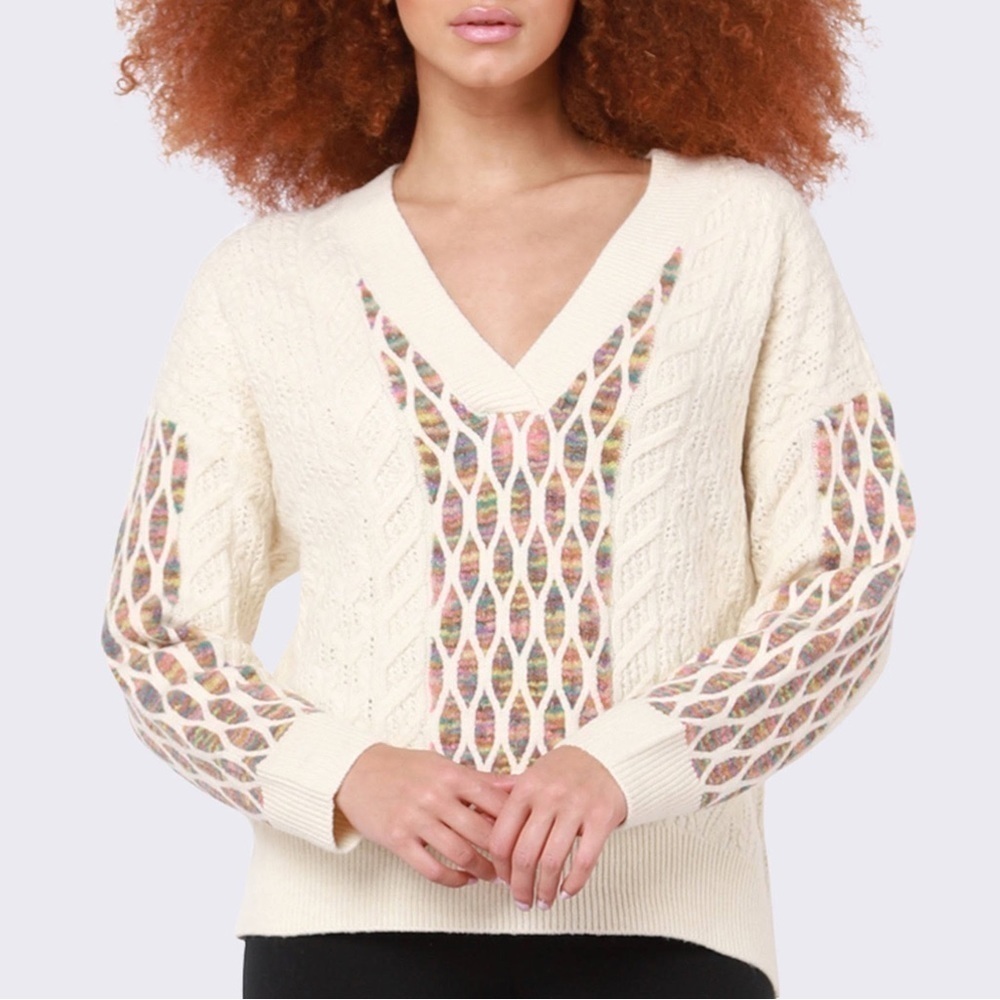 WOMEN’S Black Tape cream rainbow cable knit sweater